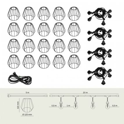 Guirlanda decorativa para exterior CRETE 20xE27/230V 25m IP44