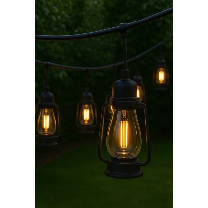 Guirlanda decorativa para exterior GIRLANDA — 10 LEDs, 10 m, IP44, branco quente
