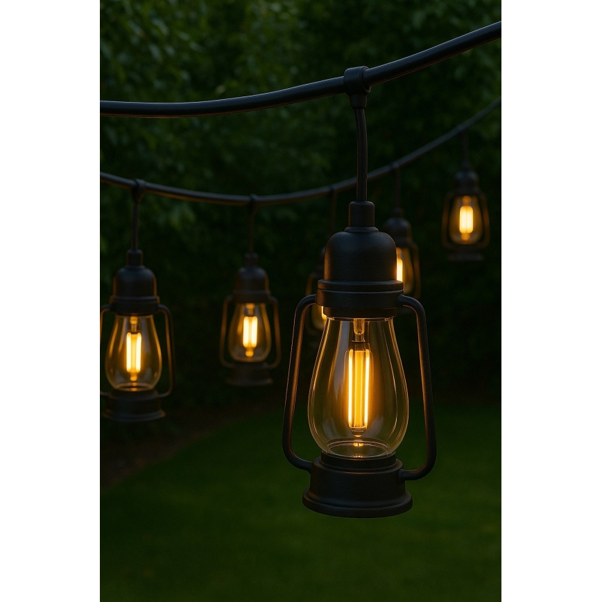 Guirlanda decorativa para exterior GIRLANDA — 10 LEDs, 10 m, IP44, branco quente