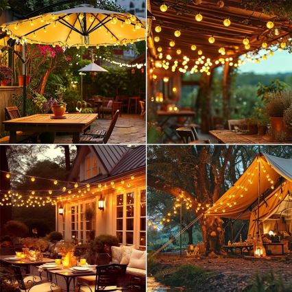 Guirlanda decorativa solar LED 30 LEDs / 8 funções, 500 mAh, 6,5 m, IP67, branco quente