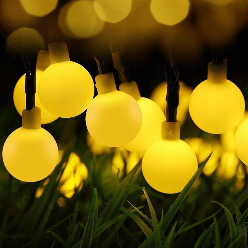 Guirlanda decorativa solar LED, 50 LEDs, 8 funções, 500 mAh, 9,5 m, IP67, branco quente