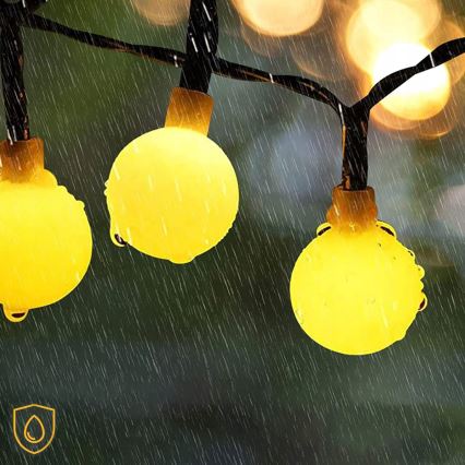 Guirlanda decorativa solar LED, 50 LEDs, 8 funções, 500 mAh, 9,5 m, IP67, branco quente