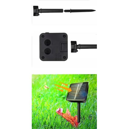 Guirlanda decorativa solar LED, 50 LEDs, 8 funções, 500 mAh, 9,5 m, IP67, branco quente