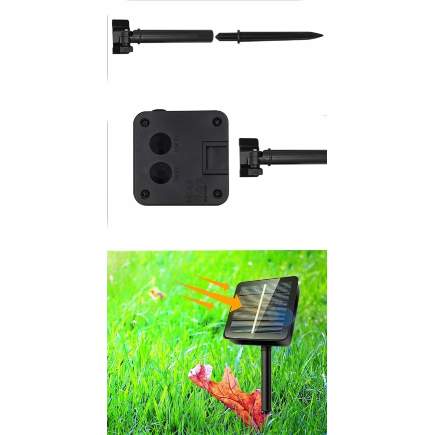 Guirlanda decorativa solar LED, 50 LEDs, 8 funções, 500 mAh, 9,5 m, IP67, branco quente