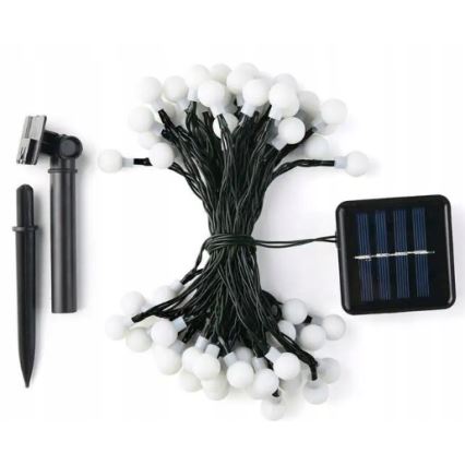 Guirlanda decorativa solar LED, 50 LEDs, 8 funções, 500 mAh, 9,5 m, IP67, branco quente