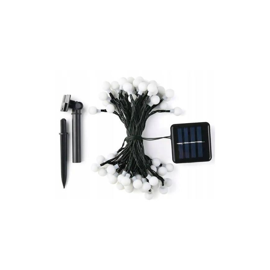 Guirlanda decorativa solar LED, 50 LEDs, 8 funções, 500 mAh, 9,5 m, IP67, branco quente