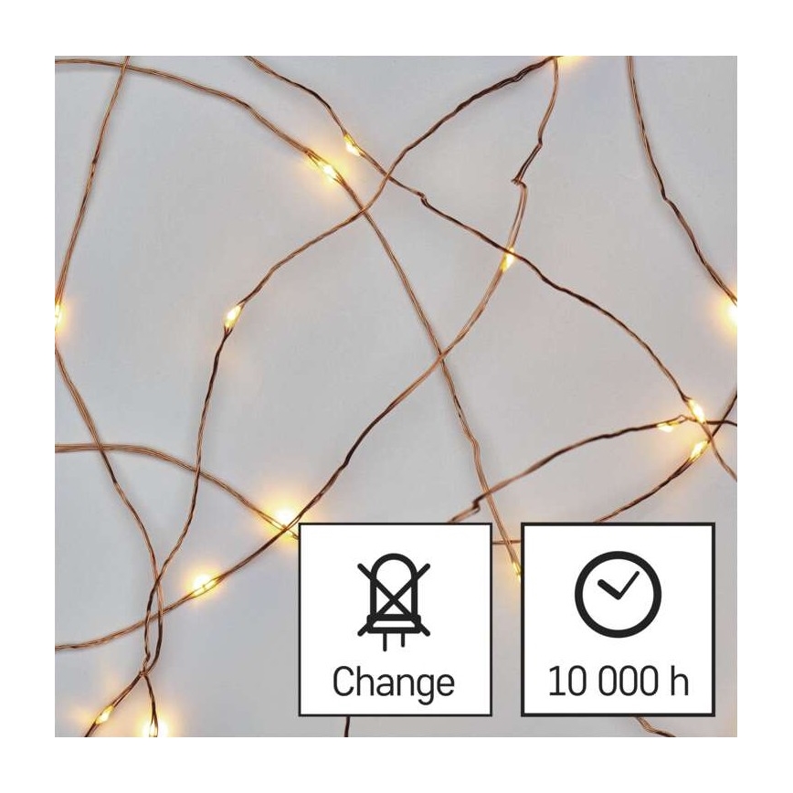 Guirlanda LED 20xLED/2,4m branco quente