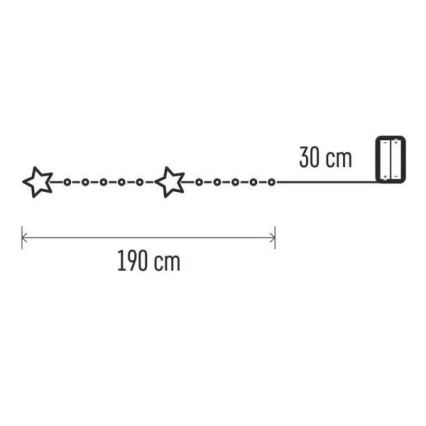 Guirlanda LED 20xLED/2xAA 2,2 m branco quente