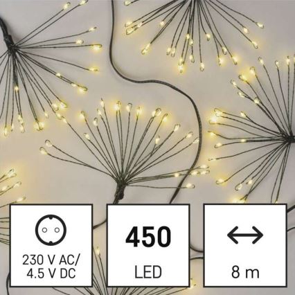 Guirlanda LED 450 LEDs / 11 m, branco quente
