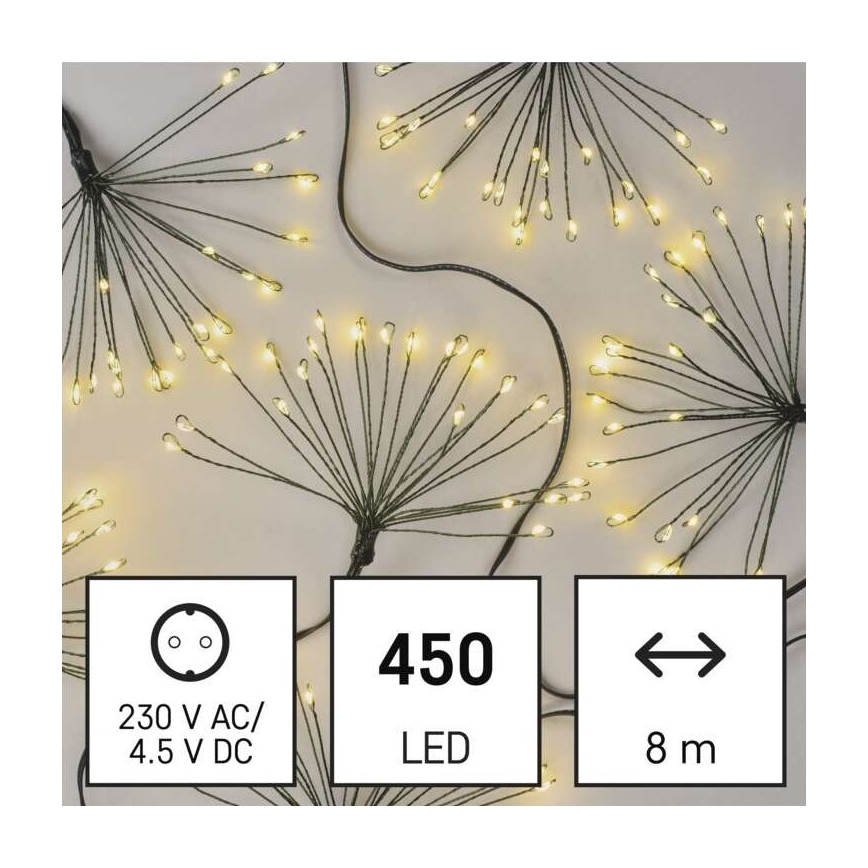 Guirlanda LED 450 LEDs / 11 m, branco quente
