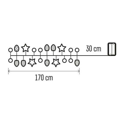Guirlanda LED com 20 LEDs — funciona com 2 pilhas AA, 2 m