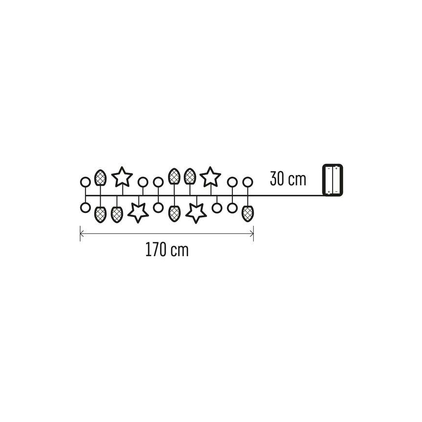 Guirlanda LED com 20 LEDs — funciona com 2 pilhas AA, 2 m