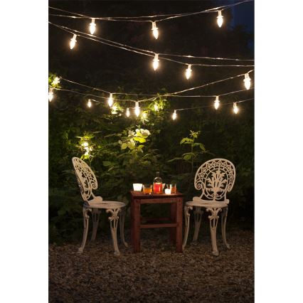 Extensão de guirlanda de Natal LED para exterior CONE FILAMENT 20xE10 14m transparente/branco quente IP44, Fabricado na República Checa