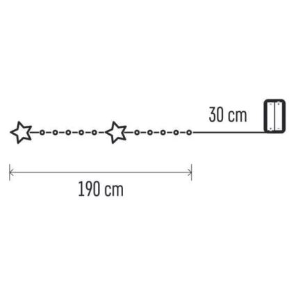 Guirlanda LED de Natal 20xLED/2xAA, 2,2 m, branca quente