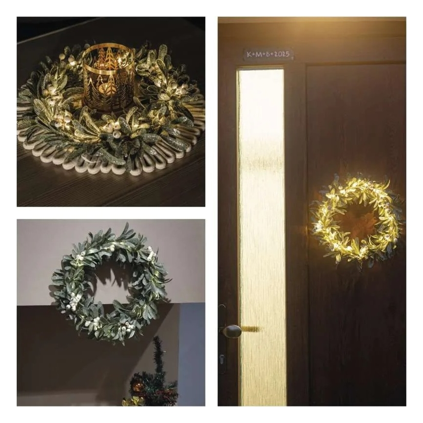 Guirlanda LED de Natal, 25 LEDs / 3x AA, diâmetro 35 cm