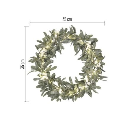 Guirlanda LED de Natal, 25 LEDs / 3x AA, diâmetro 35 cm