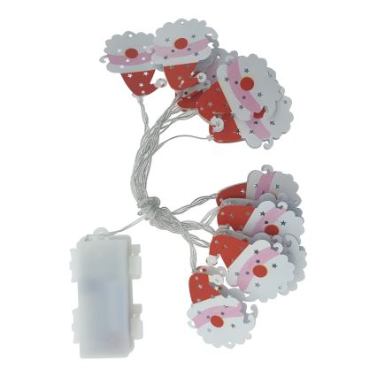 Guirlanda LED de Natal para exterior 10xLED/2xAA 1,65 m IP44 branco quente santa
