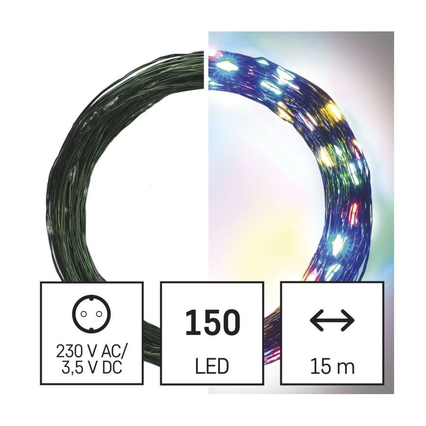 Guirlanda LED de Natal para exterior 150xLED/20m IP44 multicolorido