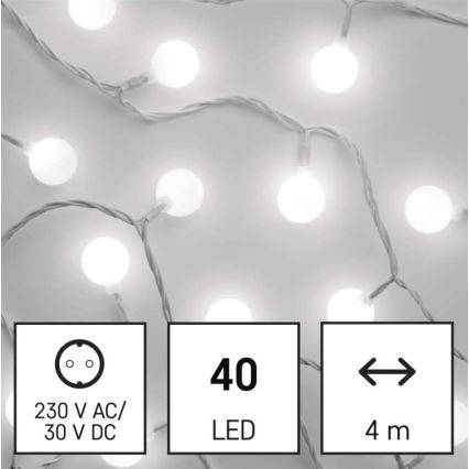 Guirlanda LED de Natal para exterior 40xLED/9m IP44 branco frio