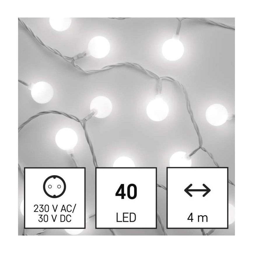 Guirlanda LED de Natal para exterior 40xLED/9m IP44 branco frio