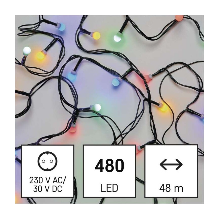 Guirlanda LED de Natal para exterior 480xLED/53m IP44 multicolorido