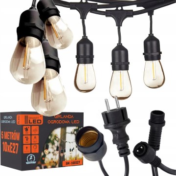 Guirlanda LED decorativa para exterior 10xE27/1W/230V 6,44 m IP44 preta