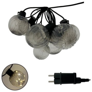 Guirlanda LED decorativa para exterior 10xLED/0,15W/230V 6,8 m IP44 preto/fumê