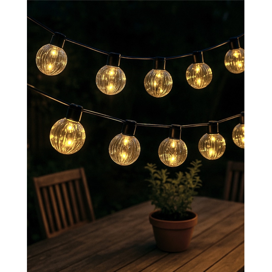 Guirlanda LED decorativa para exterior 10xLED/0,15W/230V 6,8 m IP44 preto/fumê