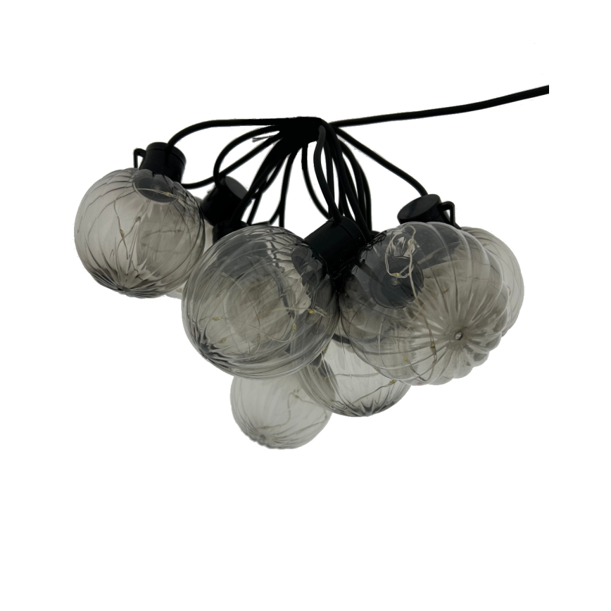 Guirlanda LED decorativa para exterior 10xLED/0,15W/230V 6,8 m IP44 preto/fumê