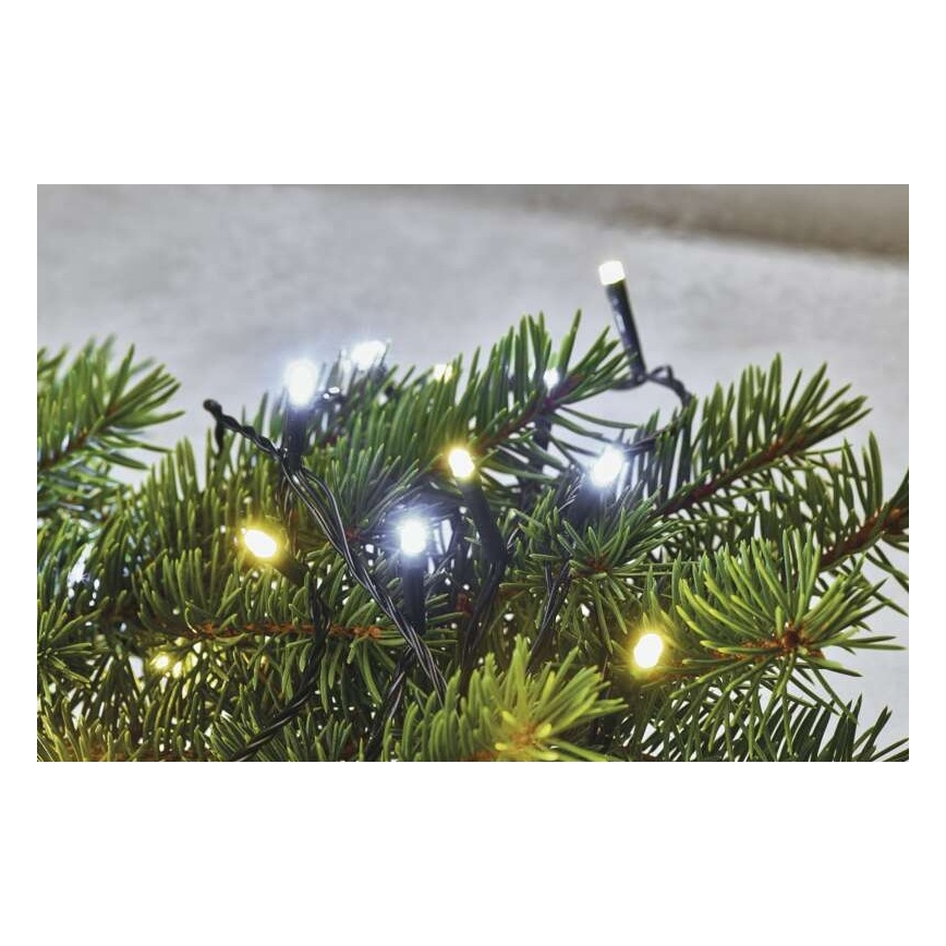 Guirlanda LED exterior 80 LEDs/2 funções 13 m IP44 branco quente/frio