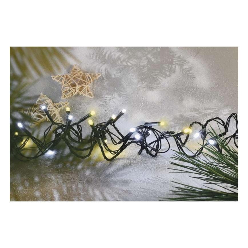 Guirlanda LED exterior 80 LEDs/2 funções 13 m IP44 branco quente/frio