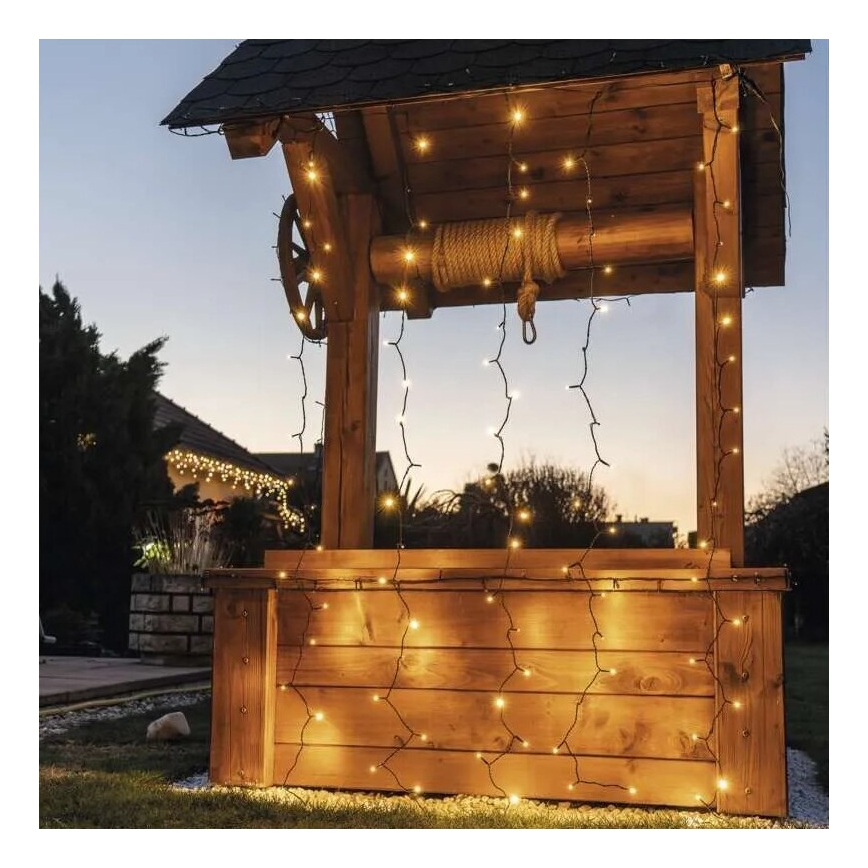 Guirlanda LED para exterior 100xLED/1x2m IP44 branco quente