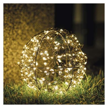 Guirlanda LED para exterior 200 LEDs 5 m IP44 branco quente