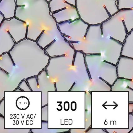 Guirlanda LED para exterior, 300 LEDs, 11 m, IP44, multicolor