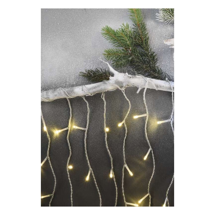 Guirlanda LED para exterior 300 LEDs/8 modos 10 m IP44 branco quente + comando à distância