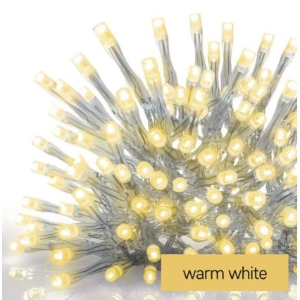 Guirlanda LED para exterior 300 LEDs/8 modos 10 m IP44 branco quente + comando à distância
