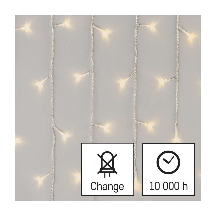 Guirlanda LED para exterior 300 LEDs/8 modos 10 m IP44 branco quente + comando à distância
