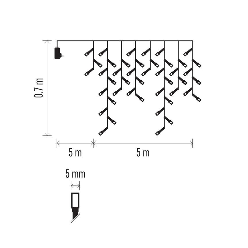 Guirlanda LED para exterior 300 LEDs/8 modos 10 m IP44 branco quente + comando à distância