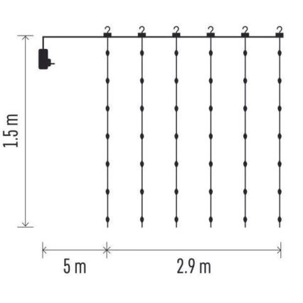 Guirlanda LED para exterior 300xLED/8 funções 5,9 m IP44 branco quente