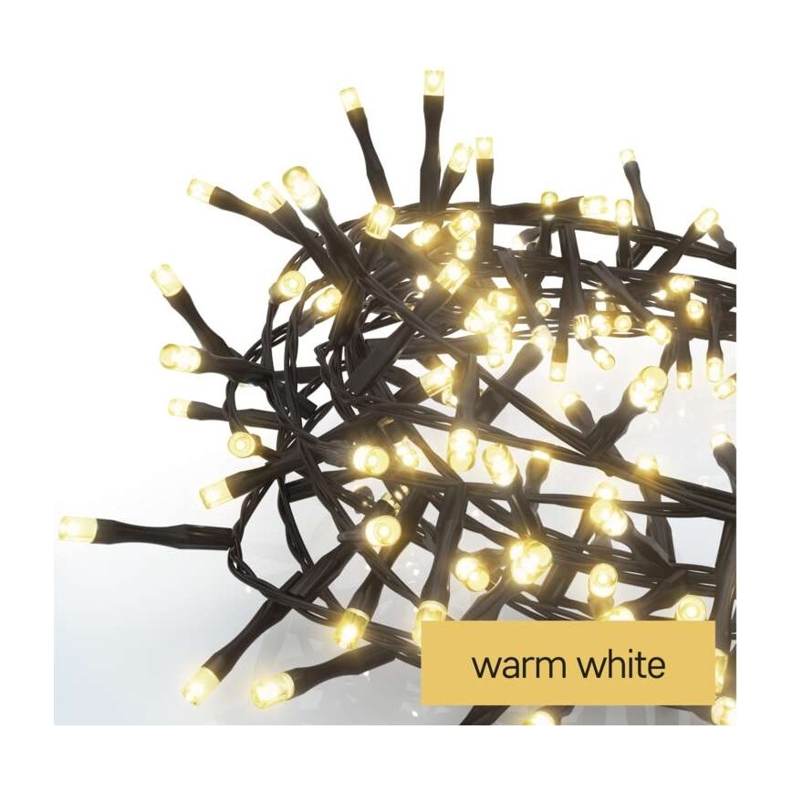 Guirlanda LED para exterior 400 LEDs/13 m IP44, branco quente