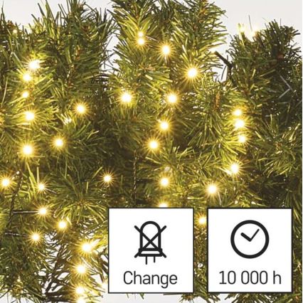 Guirlanda LED para exterior 400 LEDs/13 m IP44, branco quente