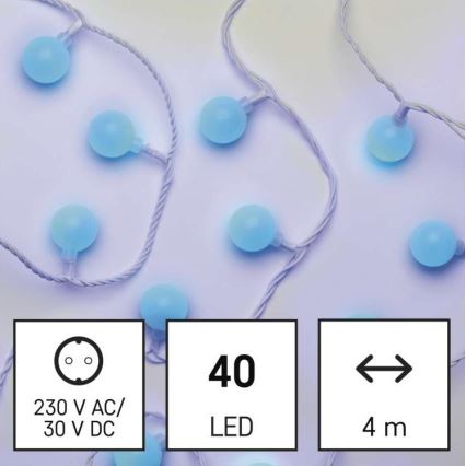 Guirlanda LED para exterior 40xLED/9m IP44 azul