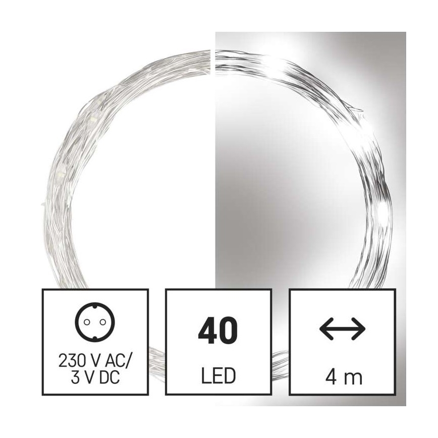 Guirlanda LED para exterior 40xLED/9m IP44 branco frio