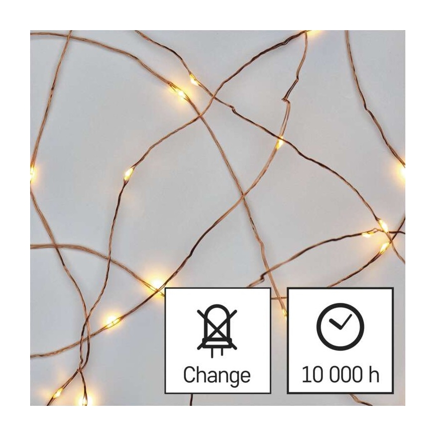 Guirlanda LED para exterior 40xLED/9m IP44 branco quente