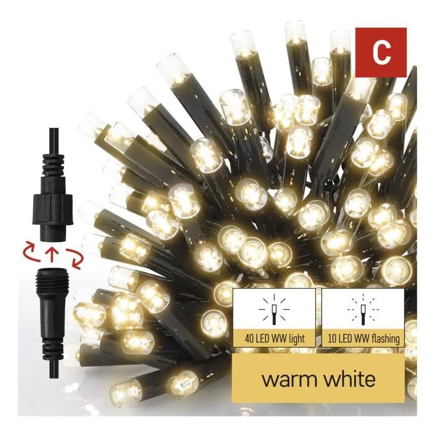 Guirlanda LED para exterior 50xLED/3x0,4m IP44 branco quente