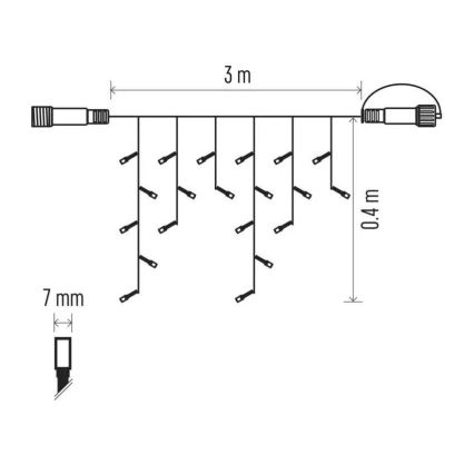 Guirlanda LED para exterior 50xLED/3x0,4m IP44 branco quente