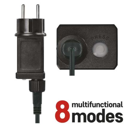 Guirlanda LED para exterior 600 LEDs / 8 modos 15 m IP44 branco frio