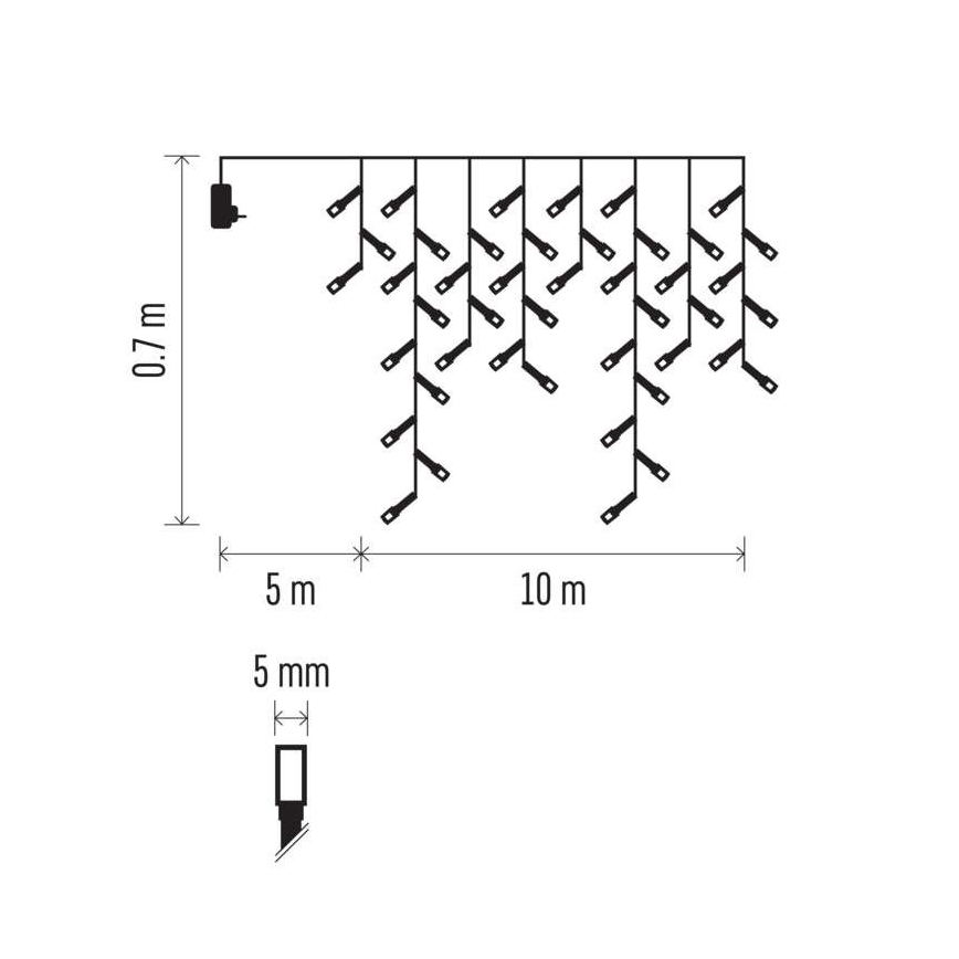 Guirlanda LED para exterior 600 LEDs / 8 modos 15 m IP44 branco frio