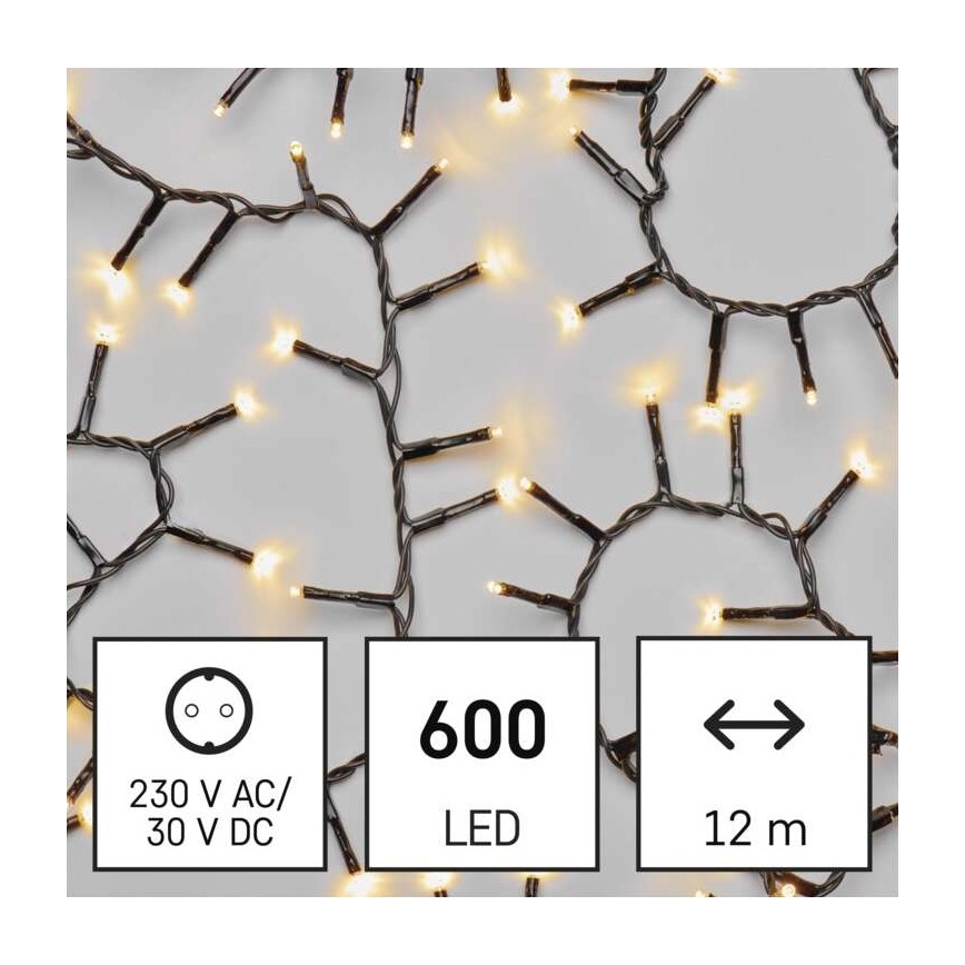 Guirlanda LED para exterior 600xLED/17m IP44 branco quente