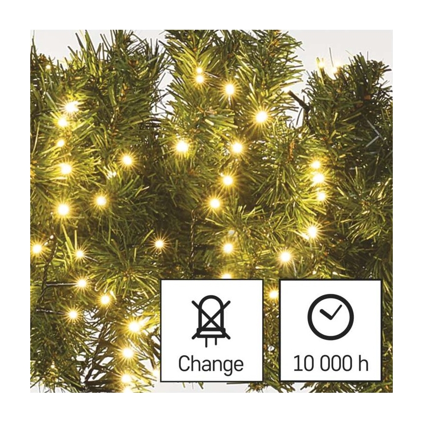 Guirlanda LED para exterior 600xLED/17m IP44 branco quente